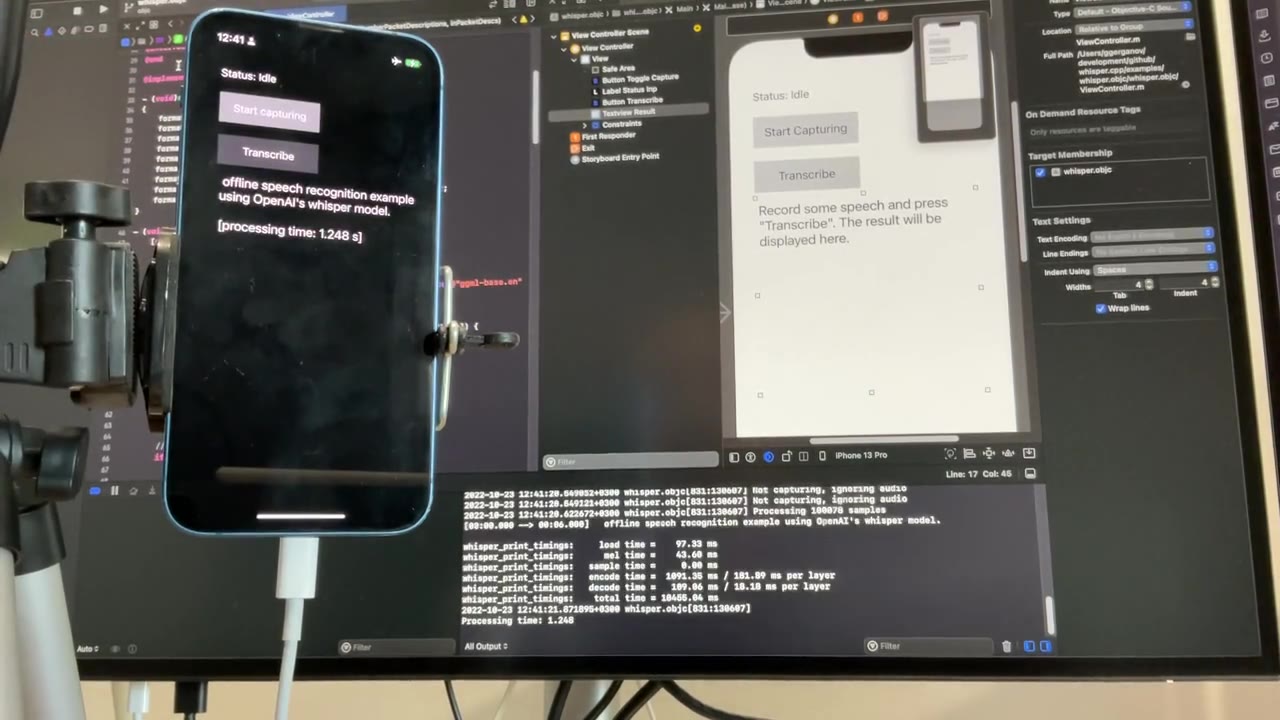 ggml-org/whisper.cpp — Offline transcription on iPhone